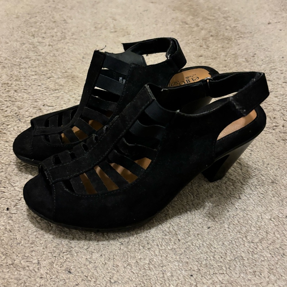 Black Suede Heels Size 7 1/2